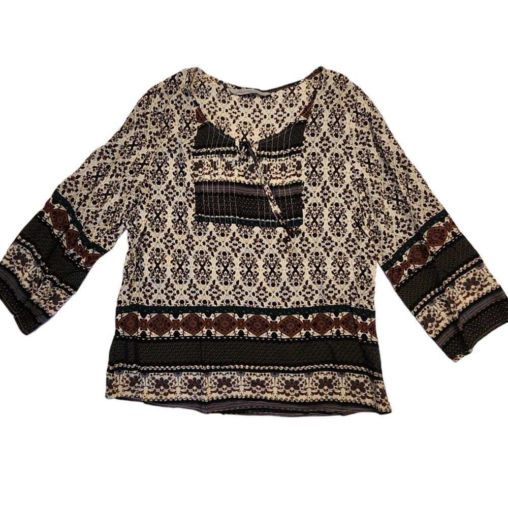 Arianna by Howard's Boho Lightweight 3/4 Sleeve Blouse, sz Large